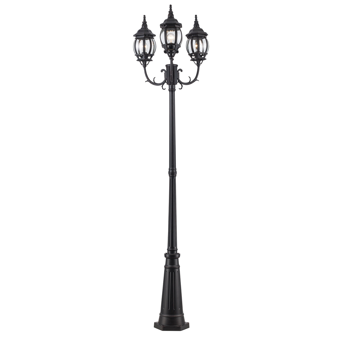 Trans Globe Lighting 4090 RT Parkway 3 light rust outdoor pole lantern