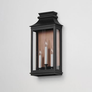 Maxim Lighting 40916CLACPBO Savannah VX 3 Light Outdoor Wall Lantern in Antique Copper/Black Oxide - Angle View