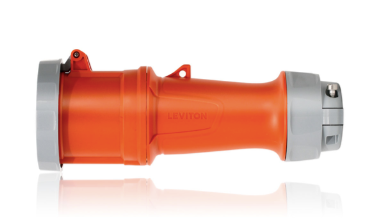 Leviton 4100C12WLEV 100A, 125/250V 3-Phase, 3P, 4W, LEV Series Pin & Sleeve Connector, Watertight, Orange Finish