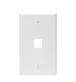 Leviton 41080-1WP Single-Gang QUICKPORT™ Wallplate, 1-Port, White
