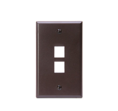 Leviton 41080-2BP Single-Gang QUICKPORT™ Wallplate, 2-Port, Brown