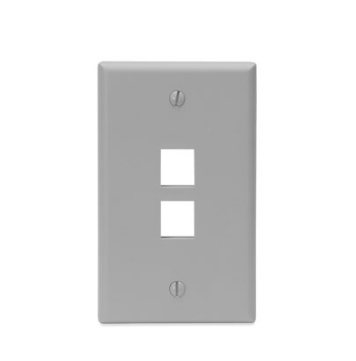 Leviton 41080-2GP Single-Gang QUICKPORT™ Wallplate, 2-Port, Gray