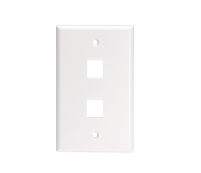 Leviton 41080-2WL Single-Gang QUICKPORT™ Wallplate for Large Connectors, 2-Port, White