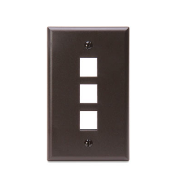 Leviton 41080-3BP Single-Gang QUICKPORT™ Wallplate, 3-Port, Brown