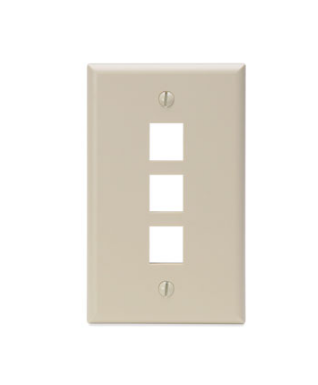 Leviton 41080-3IP Single-Gang QUICKPORT™ Wallplate, 3-Port, lvory