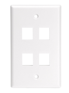 Leviton 41080-4WL Single-Gang Quickport, Wallplate For Large Connectors, 4-Port, White Finish