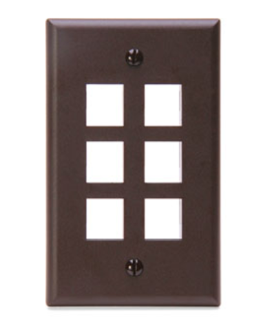 Leviton 41080-6BP Single-Gang Quickport, Wallplate, 6-port, Brown Finish