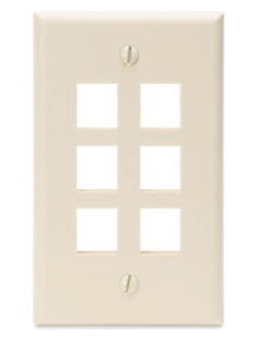 Leviton 41080-6TP Single-Gang Quickport, Wallplate, 6-port, Light Almond Finish