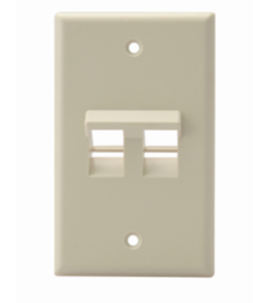 Leviton 41081-2IP Angled Single-Gang Quickport, Wallplate, 2-Port, Ivory