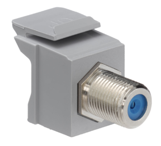 Leviton 41084-FGF Feedthrough Quickport, F-Connector, Nickel Plated, Gray Housing