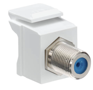 Leviton 41084-FWF Feedthrough Quickport, F-Connector, Nickel Plated, White Housing