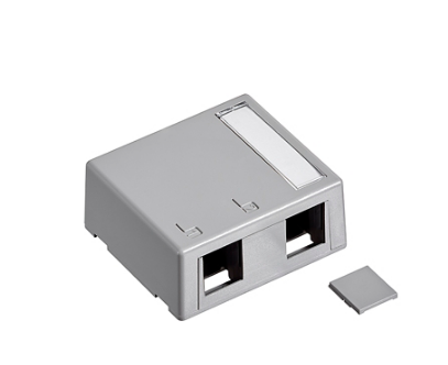 Leviton 41089-2GP Surface-Mount QUICKPORT™ Box, Plenum-Rated, 2-Port, Gray
