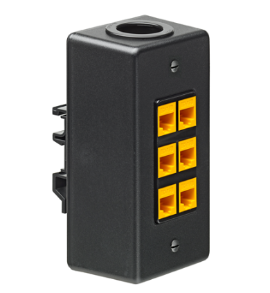 Leviton 41089-6DN QUICKPORT™ 6-Port DIN Rail-Mount Box, Black