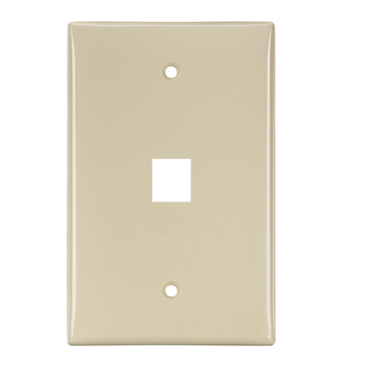 Leviton 41091-1IN Midsize Single-Gang QUICKPORT™ Wallplate, 1-Port, lvory