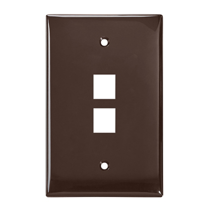 Leviton 41091-2BN Midsize Single-Gang QUICKPORT™ Wallplate, 1-Port, Brown
