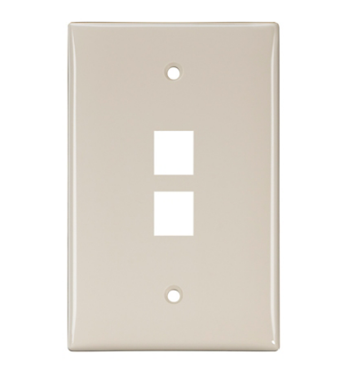 Leviton 41091-2TN Midsize Single-Gang QUICKPORT™ Wallplate, 2-Port, Light Almond