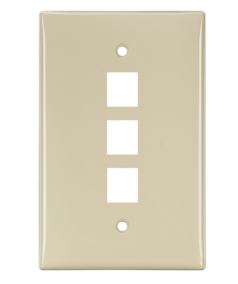 Leviton 41091-3IN Midsize Single-Gang Quickport, Wallplate, 3-port, Ivory Finish