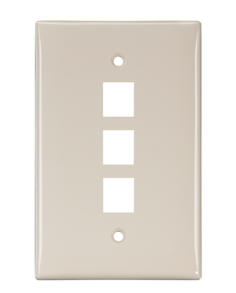 Leviton 41091-3TN Midsize Single-Gang Quickport, Wallplate, 3-port, Light Almond Finish