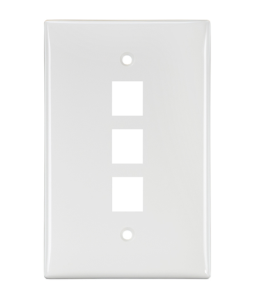 Leviton 41091-3WN Midsize Single-Gang Quickport, Wallplate, 3-port, White Finish