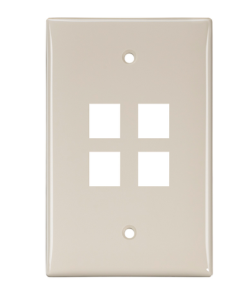Leviton 41091-4TN Midsize Single-Gang Quickport, Wallplate, 4-port, Light Almond Finish