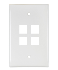 Leviton 41091-4WN Midsize Single-Gang Quickport, Wallplate, 4-port, White Finish