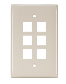Leviton 41091-6TN Midsize Single-Gang Quickport, Wallplate, 6-port, Light Almond Finish