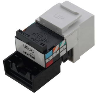 Leviton 41106-RW6 Voice Grade Quickport, Jack, 6P6C, White Finish
