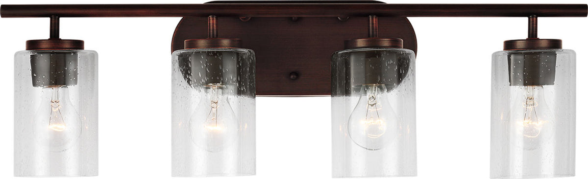 Generation Lighting Oslo 4 light bronze bath vanity wall light with clear seeded glass