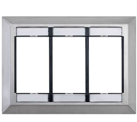 Leviton 41290-TMS Three Gang MOS Wallplate with ID Windows, Stainless Steel