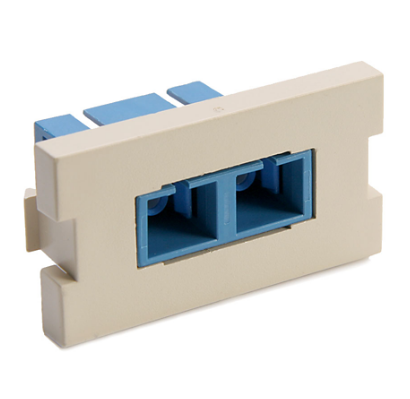 Leviton 41291-2CI Duplex SC Fiber Adapter MOS Module, Zirconia Ceramic Sleeve, 1 Unit High, lvory