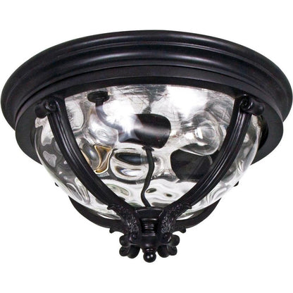 Maxim Lighting 41420WGGO Camden VX 3 Light 16 Inch Golden Bronze Outdoor Flush Mount - Front View with Water Glass Shade
