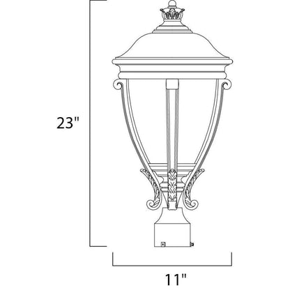 Maxim Lighting 41421WGBK Camden VX Outdoor Pole Post Mount Dimensions 23 Inch Height 11 Inch Width