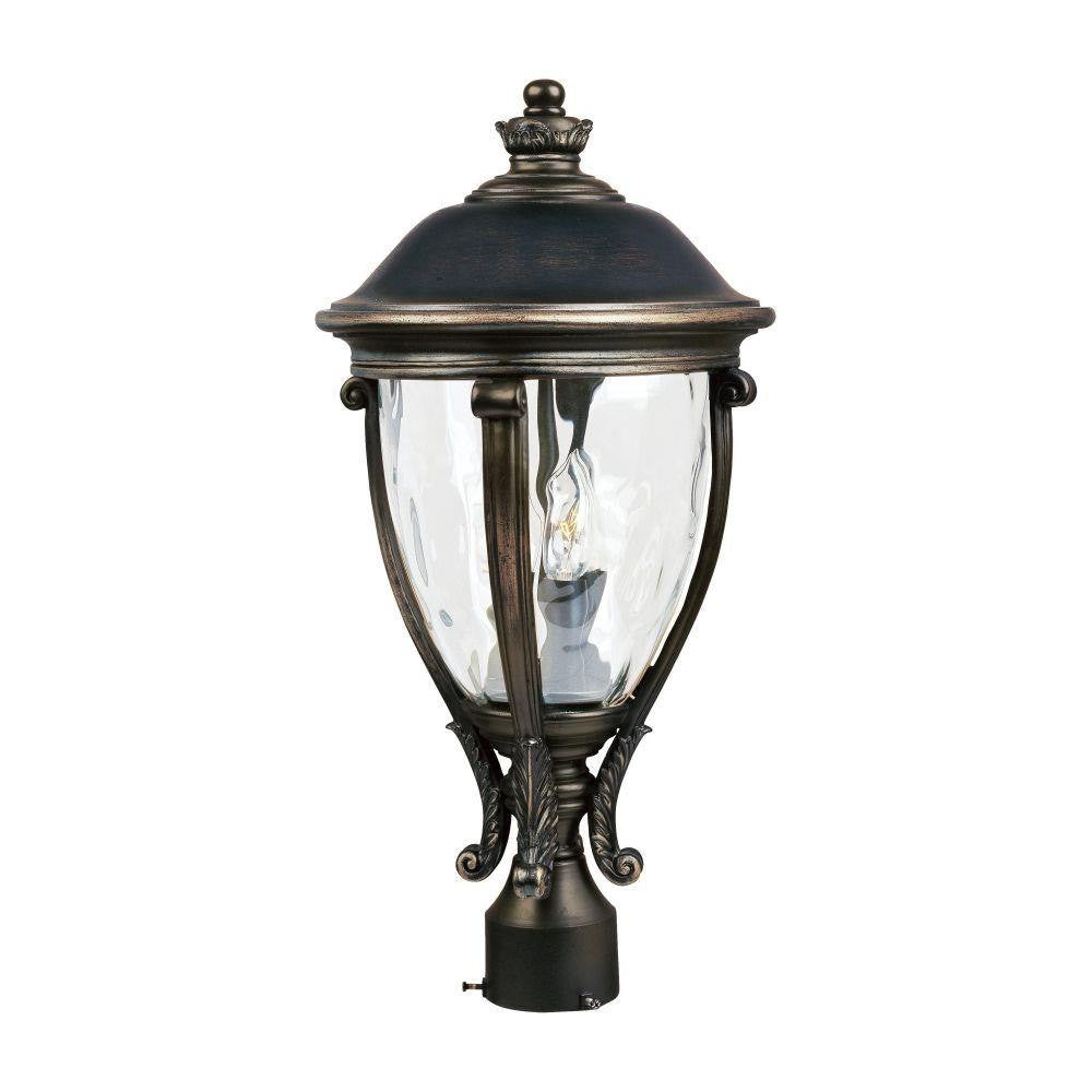 Maxim Lighting 41421WGGO Camden VX 3 Light Golden Bronze Outdoor Pole Post Mount with Water Glass Shade
