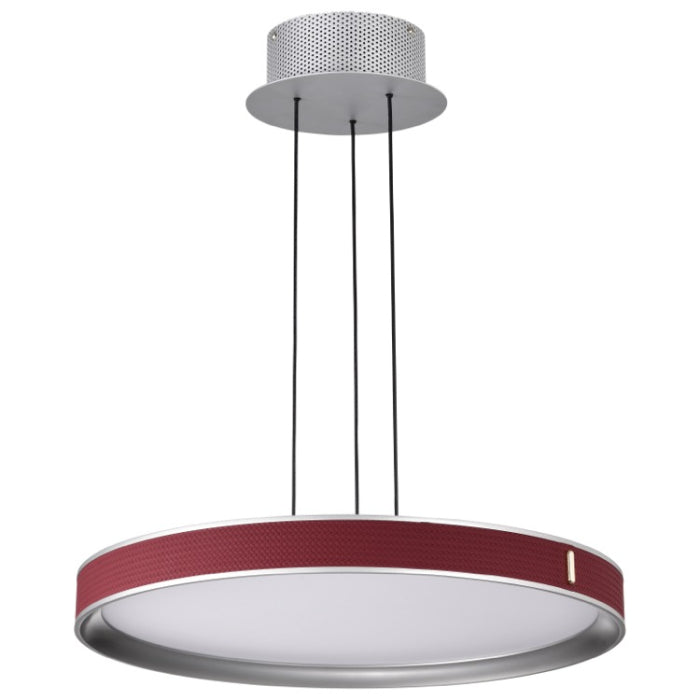 Nuvo 62-3011 Bandon LED Pendant, 20IN, Wattage 20W, Color Temperature 3000K. Gray with Red Wrap, Voltage 120-277V