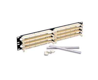 Leviton 41DBR-1F4 Cat 5e 110-style Rack-mount Wiring Block Kit, Includes 100-pair 1RU Panel, Labels, And (24) Cat 5e C-4 Clips