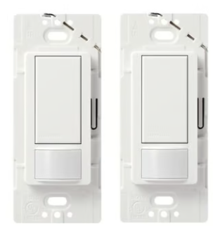 Lutron MS-OPS2-WH-2 Maestro Occupancy and Vacancy Sensor with Switch Single Pole 120V / 2A, 250W, White Finish - 2 Pack