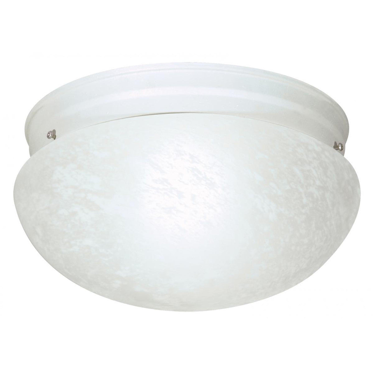 Nuvo SF76-614 2 Light 12" Flush Mount Light Fixture, Alabaster Glass, Textured White Finish