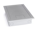 Lew Electric 4200-SS Recessed Floor Box for Concrete or Wood, Hinged Lid, 4 Decora, Stainless Steel Finish