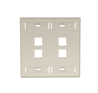 Leviton 42080-4IP Dual-Gang QUICKPORT™ Wallplate with ID Windows, 4-Port, Ivory
