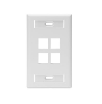 Leviton 42080-4WS Single-Gang QUICKPORT™ Wallplate with ID Windows, 4-Port, White