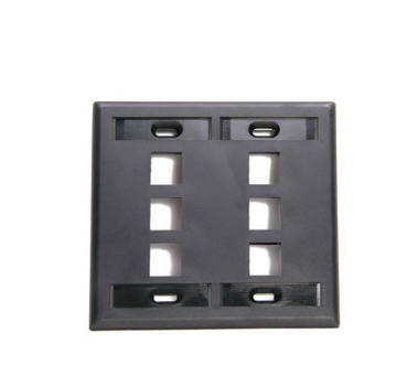 Leviton 42080-6EP Dual-Gang QUICKPORT™ Wallplate with ID Windows, 6-Port, Black
