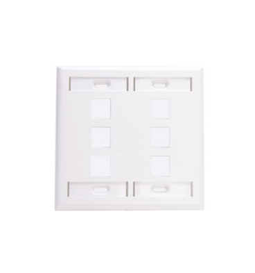 Leviton 42080-6WP Dual-Gang QUICKPORT™ Wallplate with ID Windows, 6-Port, White