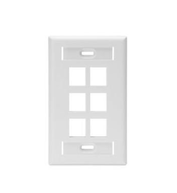 Leviton 42080-6WS Single-Gang QUICKPORT™ Wallplate with ID Windows, 6-Port, White