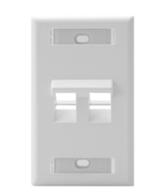 Leviton 42081-2WS Angled Single-Gang Quickport, Wallplate w/ ID Windows, 2-port, White Finish