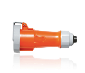 Leviton 420C12WLEVA 20A 125/250V 3PH, 3P 4W LEV Series IEC Pin & Sleeve Connector with Screwless Clamp Assembly, Orange Finish