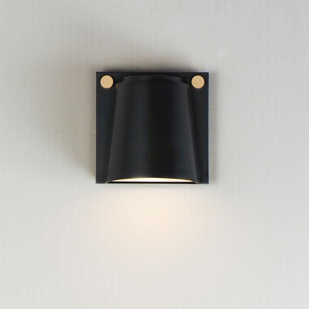 Maxim Lighting 42120BKAB Rivet 1 Light 5.5 inch Black and Gold Outdoor Wall Mount - Front Lit View
