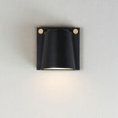 Maxim Lighting 42120BKAB Rivet 1 Light 5.5 inch Black and Gold Outdoor Wall Mount - Front Lit View