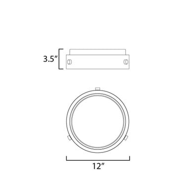 Maxim Lighting 42129BKAB Rivet Outdoor Flush Mount - Dimensions Diagram 12 inch Wide 3.5 inch Tall