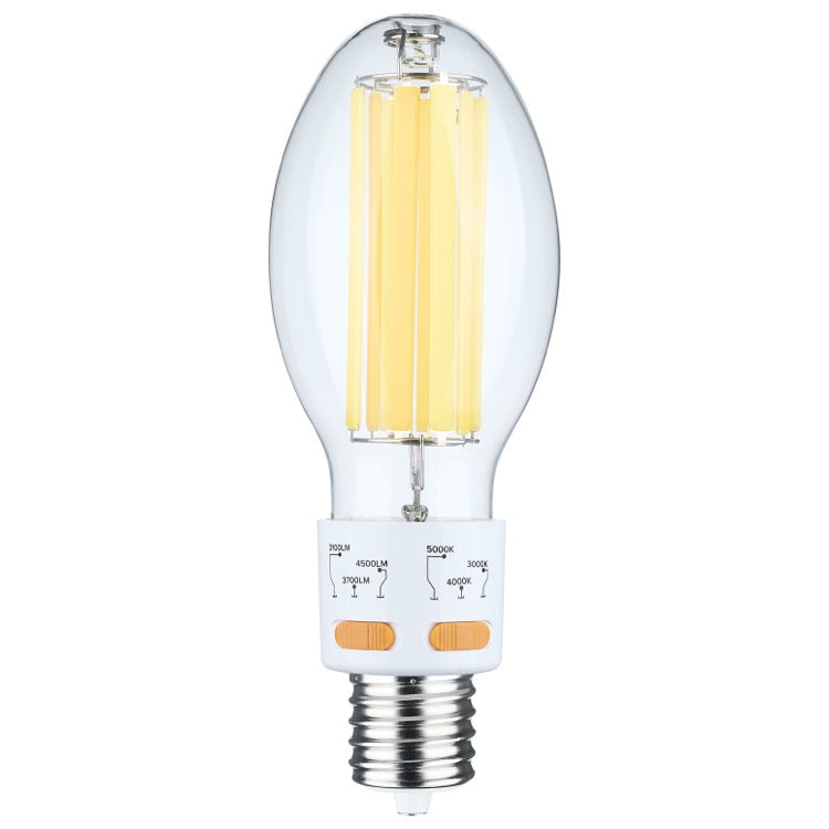 SATCO S13195 LED HID Replacement, ED28, Wattage 25W Selectable, Multi-Color Temperature, EX39, Clear, Voltage 120-277V