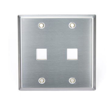Leviton 43080-2S2 QUICKPORT Wallplate, Dual Gang, 2-Port, Stainless Steel Finish